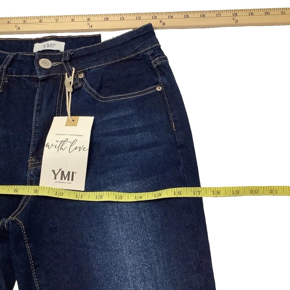NWT YMI Jeans High Rise Flare Frayed Hem Blue Denim Womens Size 5/27 - Picture 10 of 12